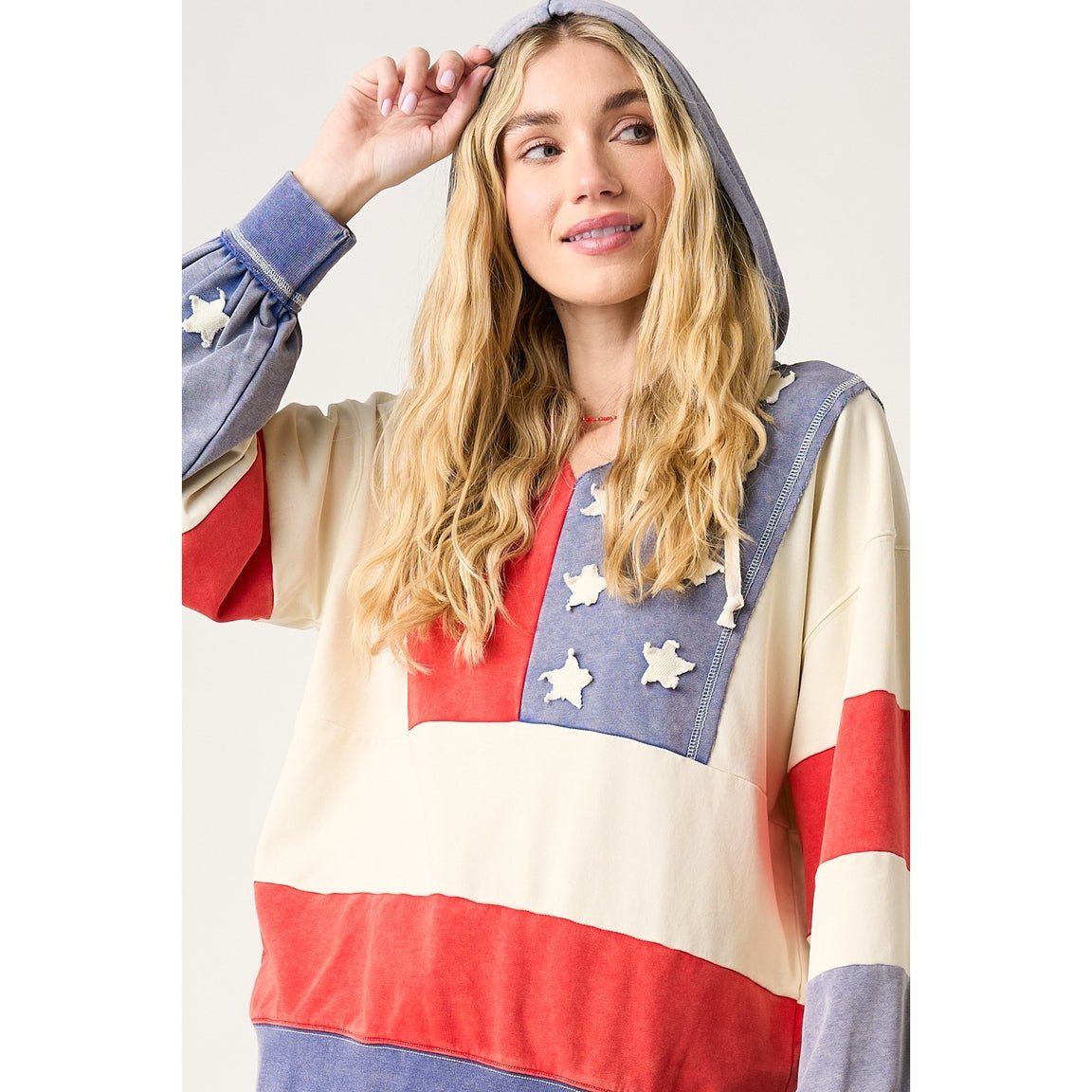 American Summer Patchwork Color Block Hoodie - Westly