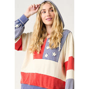 American Summer Patchwork Color Block Hoodie - Westly