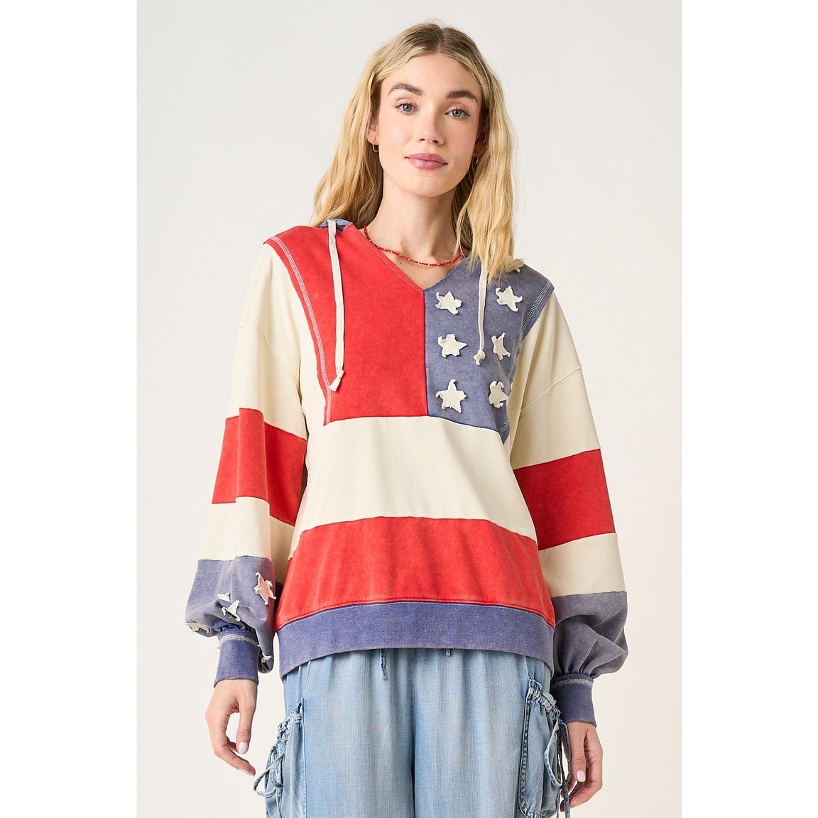 American Summer Patchwork Color Block Hoodie - Westly