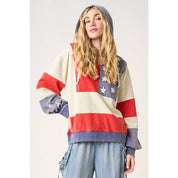 American Summer Patchwork Color Block Hoodie - Westly