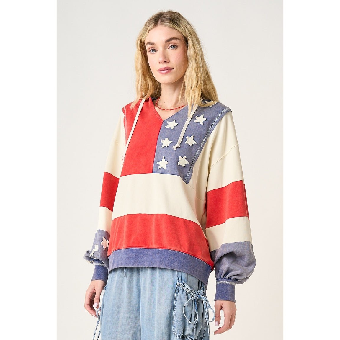 American Summer Patchwork Color Block Hoodie - Westly