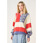 American Summer Patchwork Color Block Hoodie - Westly