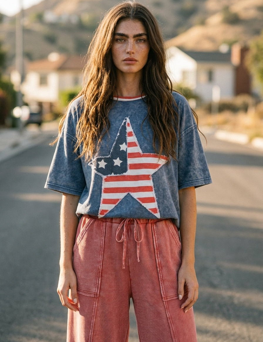Americana Vintage Star Patch Tee - Westly