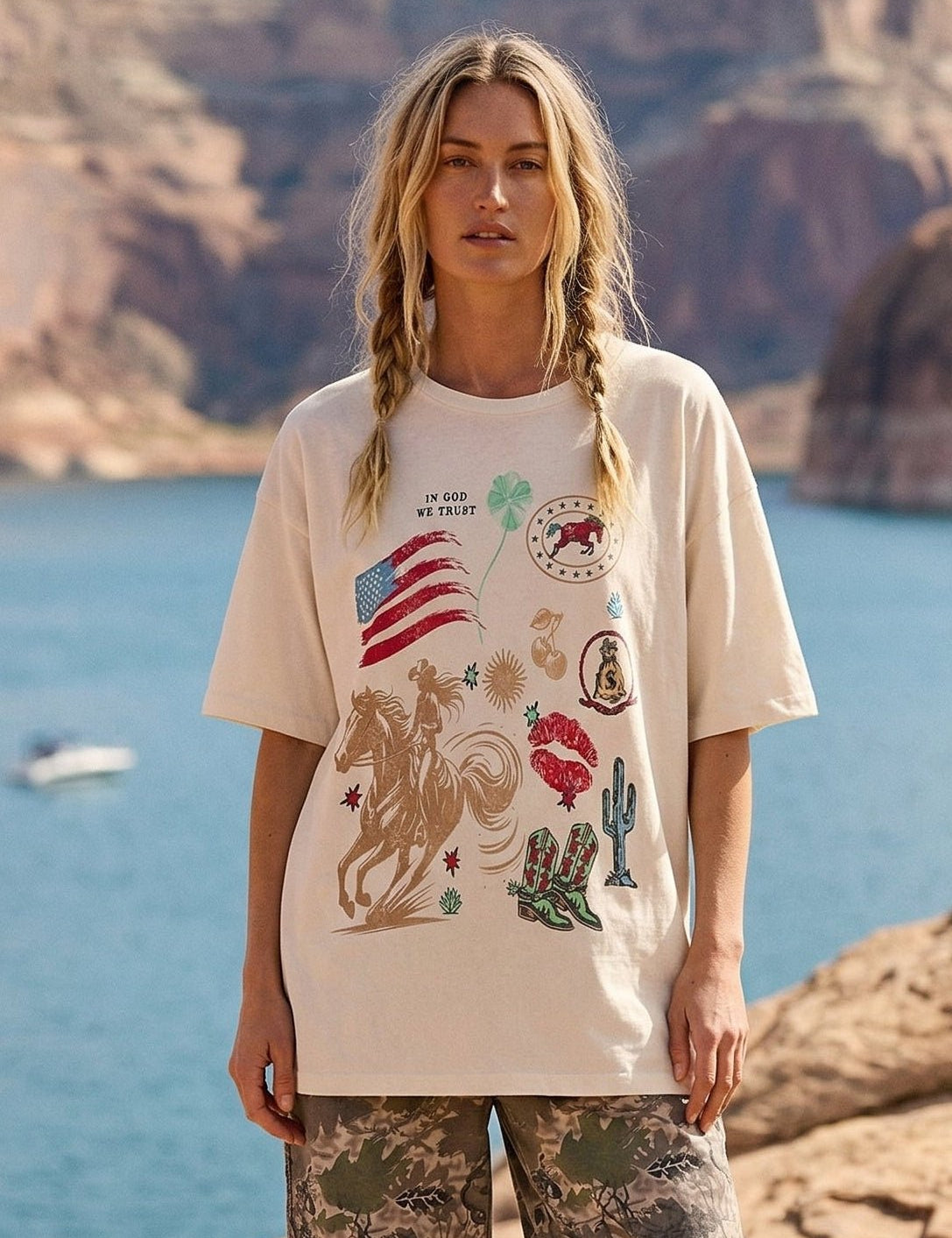 Americana Western Graphic Oversized Tee - Westly