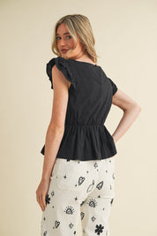 Amorette Flutter Sleeve Blouse - Westly