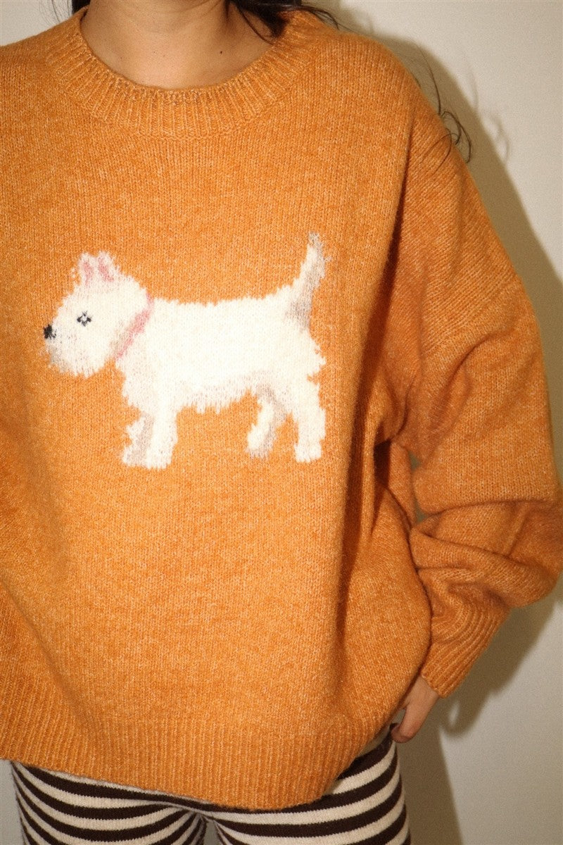 Angus Westie Knit Sweater - Camel