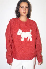 Angus Westie Knit Sweater - Vintage Red