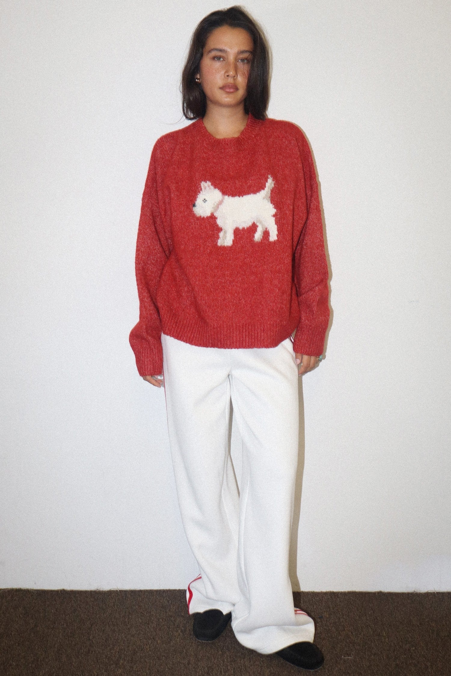 Angus Westie Knit Sweater - Vintage Red