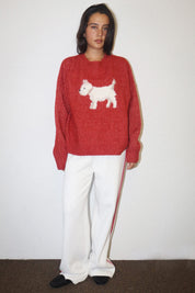 Angus Westie Knit Sweater - Vintage Red