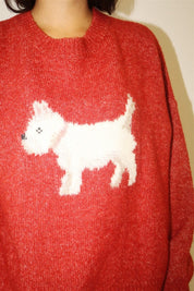 Angus Westie Knit Sweater - Vintage Red