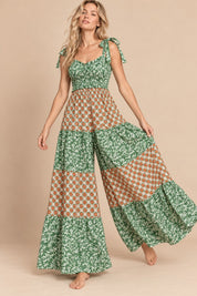 Annika Mixed Print Tiered Jumpsuit - Westly