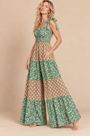 Annika Mixed Print Tiered Jumpsuit - Westly