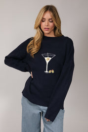 Aperitif Martini Mock Neck Sweater - Navy