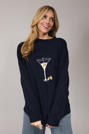 Aperitif Martini Mock Neck Sweater - Navy