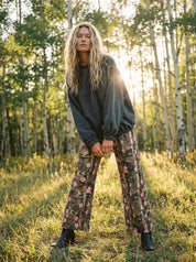 Apex Floral Camo Print Barrel Cropped Pants - Westly