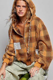 Apple Cider Lace-Trimmed Plaid Hoodie - Westly