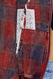 Apple Cider Lace-Trimmed Plaid Hoodie - Westly
