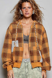 Apple Cider Lace-Trimmed Plaid Hoodie - Westly