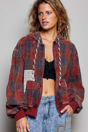 Apple Cider Lace-Trimmed Plaid Hoodie - Westly