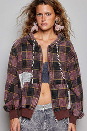 Apple Cider Lace-Trimmed Plaid Hoodie - Westly