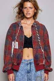 Apple Cider Lace-Trimmed Plaid Hoodie - Westly