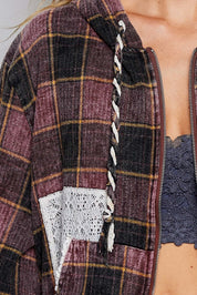 Apple Cider Lace-Trimmed Plaid Hoodie - Westly