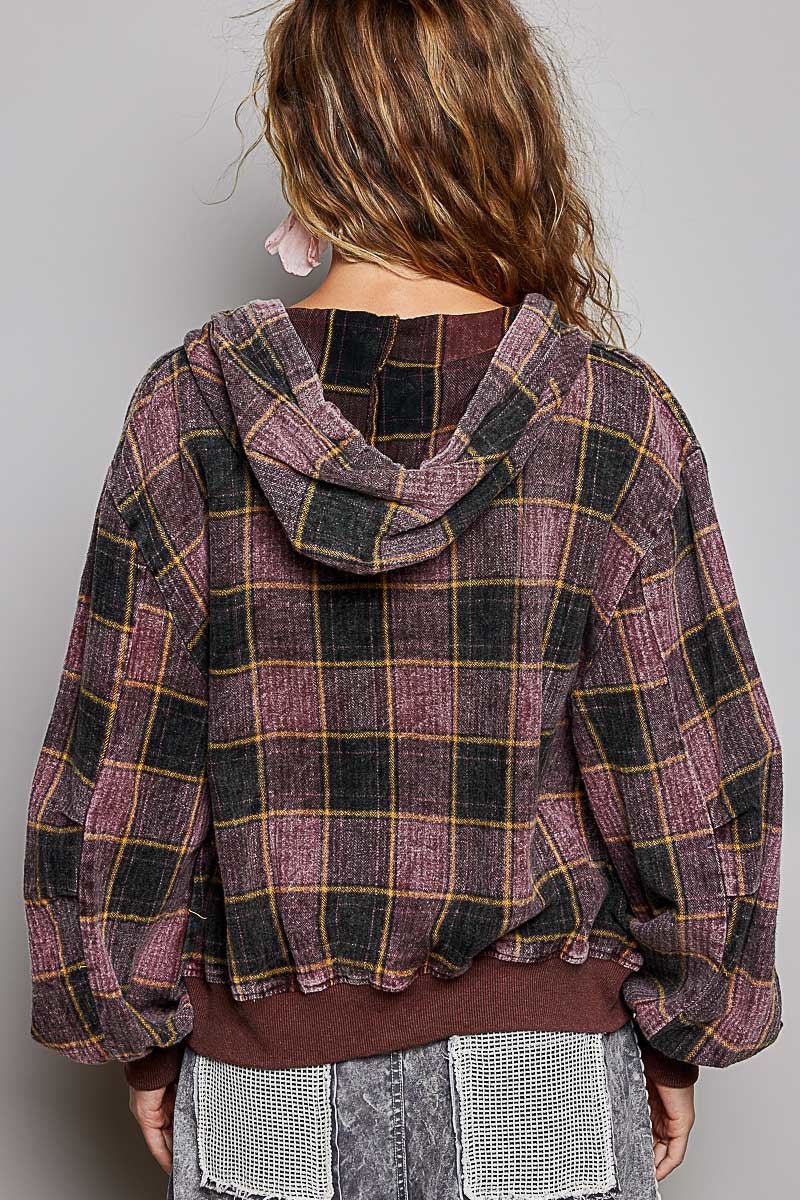 Apple Cider Lace-Trimmed Plaid Hoodie - Westly