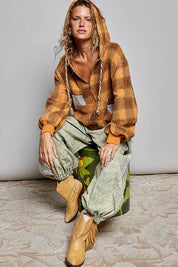 Apple Cider Lace-Trimmed Plaid Hoodie - Westly
