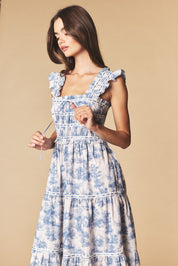 Araminta Smocked Toile Maxi Dress - Westly