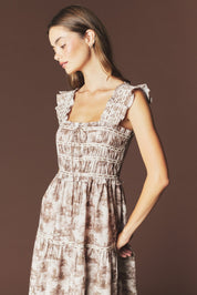 Araminta Smocked Toile Maxi Dress - Westly