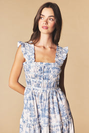 Araminta Smocked Toile Maxi Dress - Westly