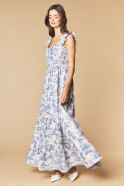 Araminta Smocked Toile Maxi Dress - Westly