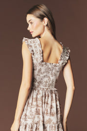 Araminta Smocked Toile Maxi Dress - Westly