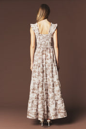 Araminta Smocked Toile Maxi Dress - Westly