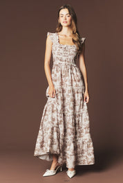 Araminta Smocked Toile Maxi Dress - Westly