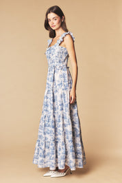 Araminta Smocked Toile Maxi Dress - Westly