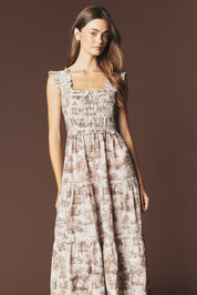 Araminta Smocked Toile Maxi Dress - Westly