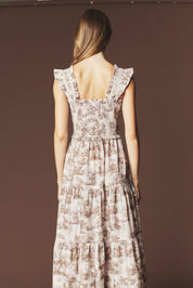 Araminta Smocked Toile Maxi Dress - Westly