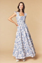 Araminta Smocked Toile Maxi Dress - Westly