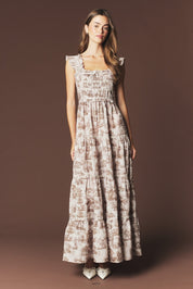 Araminta Smocked Toile Maxi Dress - Westly