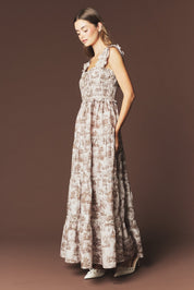 Araminta Smocked Toile Maxi Dress - Westly