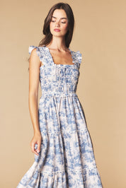 Araminta Smocked Toile Maxi Dress - Westly