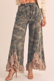 Arroyo Vintage Lace Tulip Hem Camo Pants - Westly