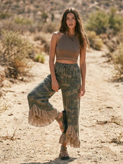 Arroyo Vintage Lace Tulip Hem Camo Pants - Westly