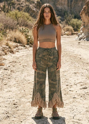Arroyo Vintage Lace Tulip Hem Camo Pants - Westly