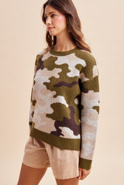 Ashford Camo Print Chunky Sweater - Westly