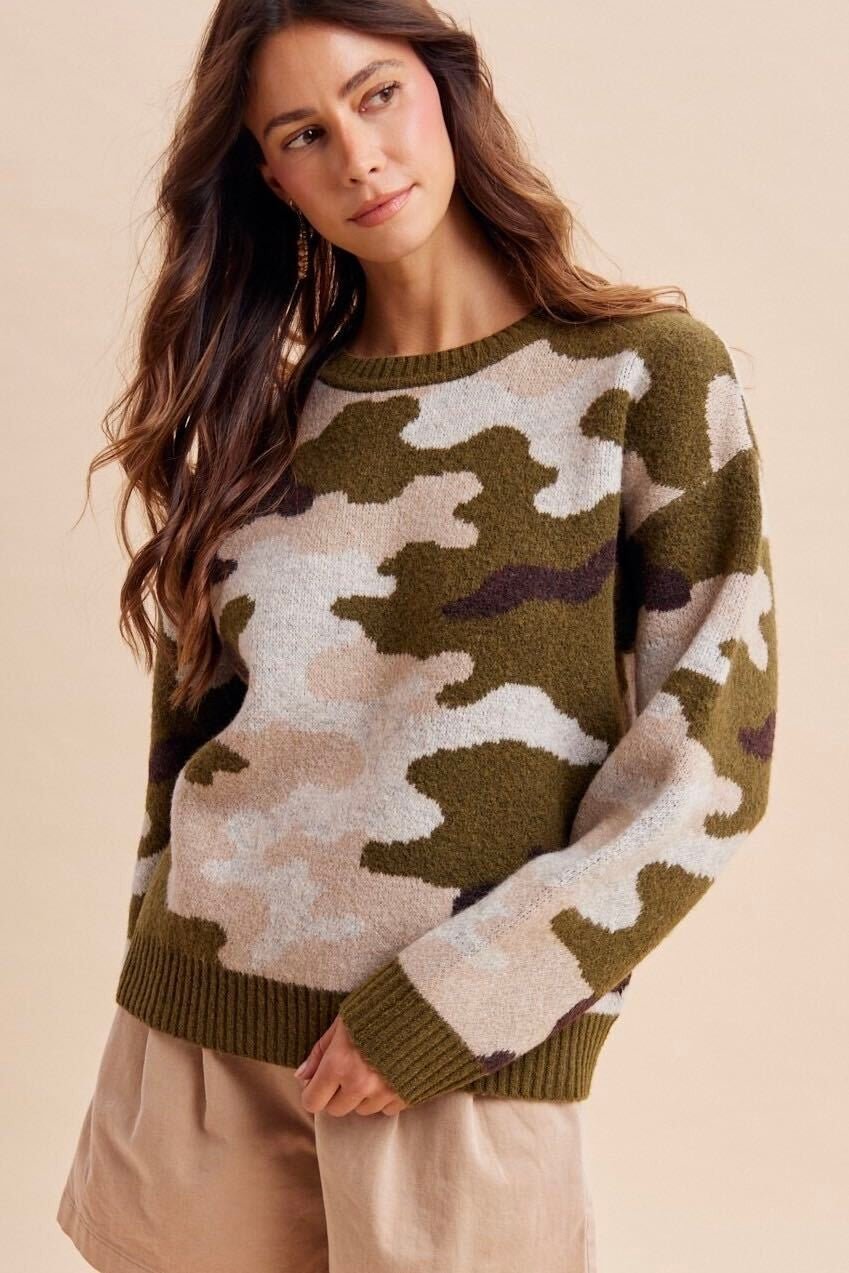 Ashford Camo Print Chunky Sweater - Westly