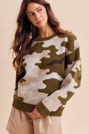 Ashford Camo Print Chunky Sweater - Westly