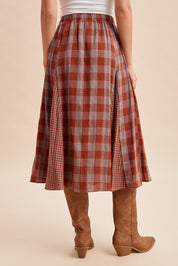 Ashford Gingham Godet Midi Skirt - Westly