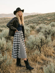 Ashford Gingham Godet Midi Skirt - Westly